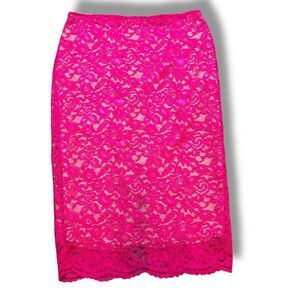 Worthington Hot Pink Lace Pencil Skirt Size 4 | Lined | Zip Up | EUC